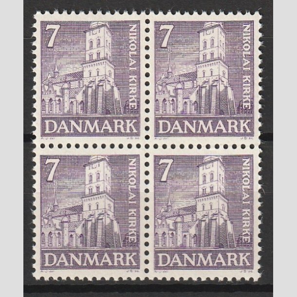 FRIMRKER DANMARK | 1936 - AFA 230 - Reformationen 7 re violet i Fire-Blok - Postfrisk