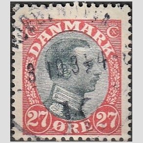 FRIMRKER DANMARK | 1918-20 - AFA 102 - Chr. X 27 re rd/sort - Stemplet
