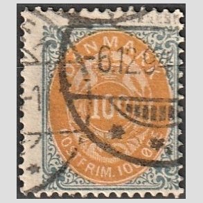 FRIM�RKER DANMARK | 1875 - AFA 31 - 100 �re gr�/gul - Stemplet