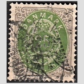 FRIM�RKER DANMARK | 1875 - AFA 29 - 25 �re gr�/gr�n - Stemplet