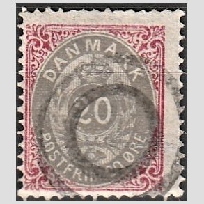 FRIM�RKER DANMARK | 1875 - AFA 28 - 20 �re r�d/gr� - Stemplet