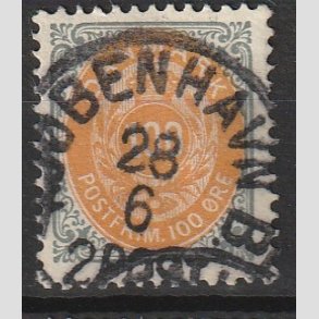 FRIM�RKER DANMARK | 1902 - AFA 31C - 100 �re gr�/gul - Stemplet