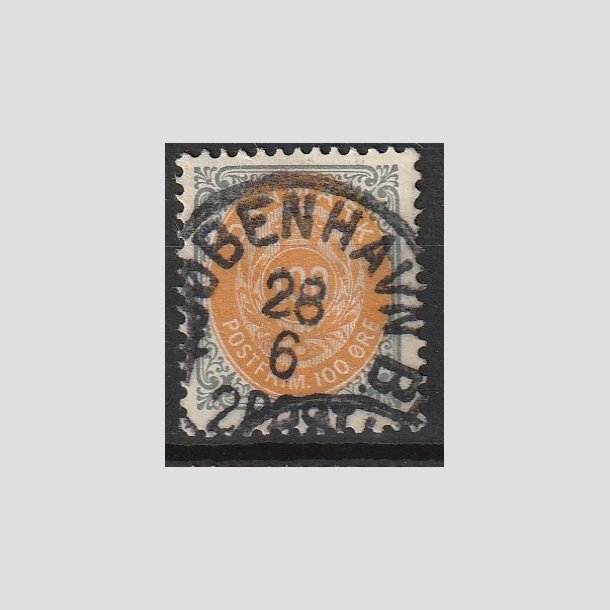 FRIMRKER DANMARK | 1902 - AFA 31C - 100 re gr/gul - Stemplet