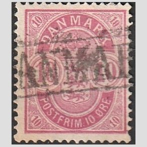FRIM�RKER DANMARK | 1884-85 - AFA 35a - 10 �re analinrosa - Stemplet
