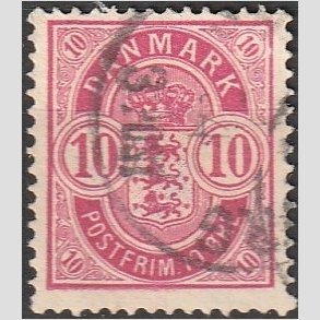 FRIM�RKER DANMARK | 1884-85 - AFA 35a - 10 �re analinrosa - Stemplet