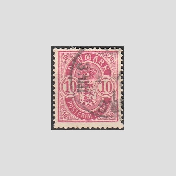 FRIMRKER DANMARK | 1884-85 - AFA 35a - 10 re analinrosa - Stemplet