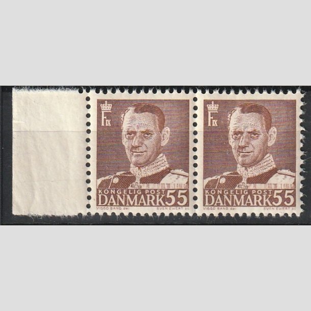 FRIMRKER DANMARK | 1951 - AFA 327 - Fr. IX 55 re brun i par med marginal stykke - Postfrisk