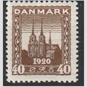 FRIM�RKER DANMARK | 1920-21 - AFA 114 - Genforening 40 �re brun - Ubrugt