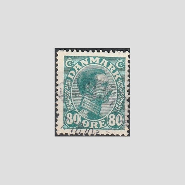 FRIMRKER DANMARK | 1915 - AFA 84 - Chr. X 80 re blgrn - Stemplet