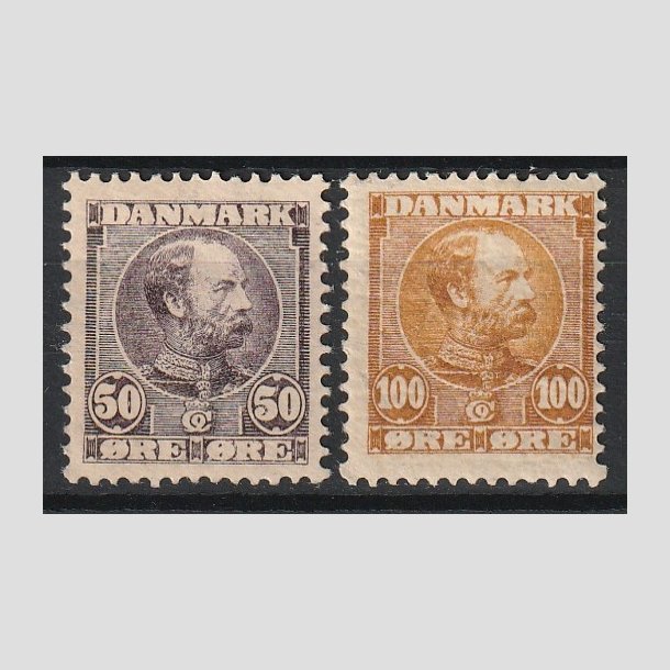FRIMRKER DANMARK | 1904-05 - AFA 50,51 - Chr. IX 50 re lilla og 100 re gulbrun - Ubrugt