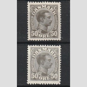 FRIMRKER DANMARK | 1921-22 - AFA 129,129a - Chr. X 50 re olivengr, 50 re gr - Ubrugt/Postfrisk