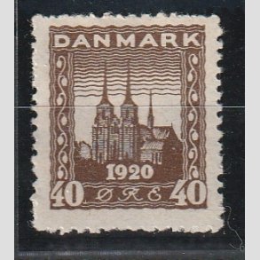 FRIM�RKER DANMARK | 1920-21 - AFA 114 - Genforening 40 �re brun - Postfrisk