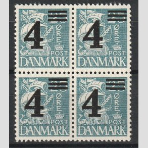 FRIMRKER DANMARK | 1934 - AFA 221 - 4/25 re bl Provisorier i Fire-blok - Postfrisk