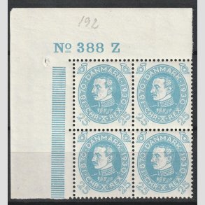 FRIMRKER DANMARK | 1930 - AFA 192 - Chr. X 60 r 25 re bl i Fire-blok med NV marginal 388-Z- Postfrisk