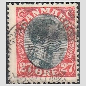 FRIMRKER DANMARK | 1918-20 - AFA 102 - Chr. X 27 re rd/sort - Stemplet