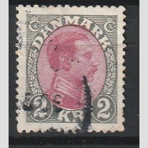 FRIMRKER DANMARK | 1925-26 - AFA 151 - Chr. X 2 Kr. gr/rdlilla - Stemplet