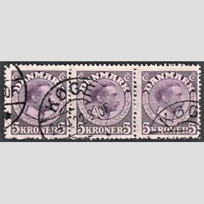 FRIMRKER DANMARK | 1918-20 - AFA 110 - SS - Chr. X 5 Kroner violet i tre-stribe - Stemplet