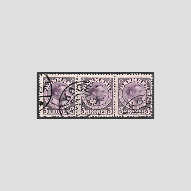 FRIMRKER DANMARK | 1918-20 - AFA 110 - SS - Chr. X 5 Kroner violet i tre-stribe - Stemplet