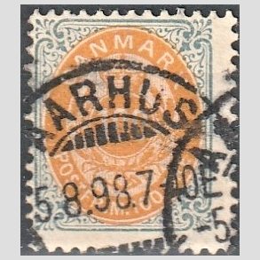 FRIM�RKER DANMARK | 1895 - AFA 31B - 100 �re gr�/gul - Stemplet 