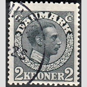 FRIMRKER DANMARK | 1913 - AFA 76 - Chr. X 2 Kroner skifergr - Stemplet
