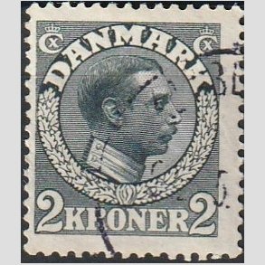 FRIMRKER DANMARK | 1913 - AFA 76 - Chr. X 2 Kroner skifergr - Stemplet