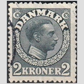 FRIMRKER DANMARK | 1913 - AFA 76 - Chr. X 2 Kroner skifergr - Stemplet