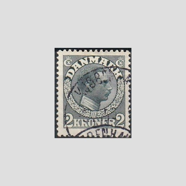 FRIMRKER DANMARK | 1913 - AFA 76 - Chr. X 2 Kroner skifergr - Stemplet