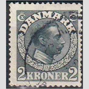FRIMRKER DANMARK | 1913 - AFA 76 - Chr. X 2 Kroner skifergr - Stemplet