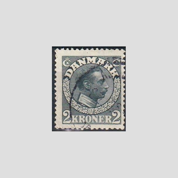 FRIMRKER DANMARK | 1913 - AFA 76 - Chr. X 2 Kroner skifergr - Stemplet