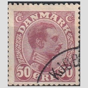 FRIMRKER DANMARK | 1913 - AFA 74 - Chr. X 50 re vinrd - Stemplet