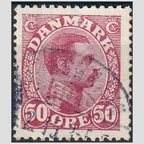 FRIMRKER DANMARK | 1913 - AFA 74 - Chr. X 50 re vinrd - Stemplet