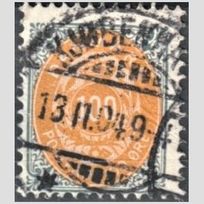 FRIM�RKER DANMARK | 1895 - AFA 31B - 100 �re gr�/gul - Stemplet 