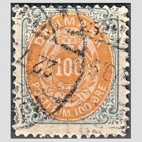 FRIM�RKER DANMARK | 1895 - AFA 31B - 100 �re gr�/gul - Stemplet