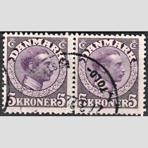 FRIMRKER DANMARK | 1918-20 - AFA 110 - SP - Chr. X 5 Kroner violet i par - Stemplet
