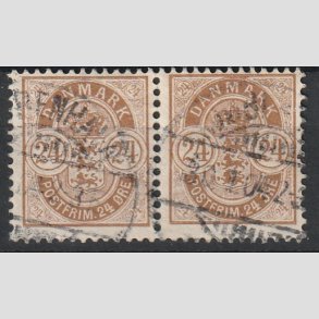 FRIM�RKER DANMARK | 1901-02 - AFA 39 - 24 �re brun i par - Stemplet