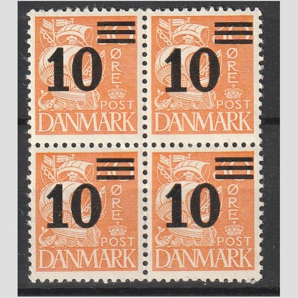 FRIMRKER DANMARK | 1934 - AFA 222 - 10/30 re orangegul provisorier i Fire-blok - Postfrisk
