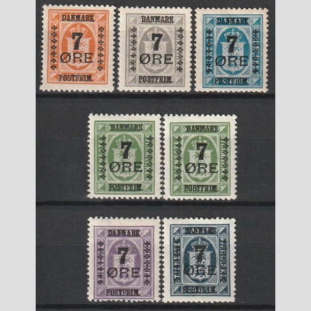 FRIMRKER DANMARK | 1926 - AFA  160-166 - 7 res Provisorier i komplet st - Ubrugt