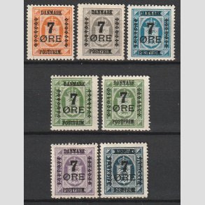 FRIMRKER DANMARK | 1926 - AFA  160-166 - 7 res Provisorier i komplet st - Ubrugt