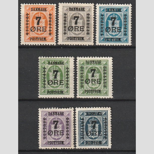 FRIMRKER DANMARK | 1926 - AFA  160-166 - 7 res Provisorier i komplet st - Ubrugt