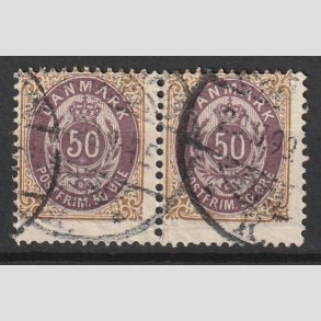 FRIM�RKER DANMARK | 1895 - AFA 30By - 50 �re brun/lilla i par - Stemplet