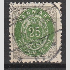 FRIM�RKER DANMARK | 1902 - AFA 29C - 25 �re gr�/gr�n - Stemplet