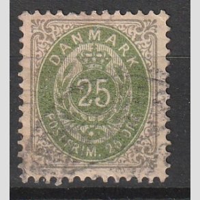 FRIM�RKER DANMARK | 1902 - AFA 29C - 25 �re gr�/gr�n - Stemplet