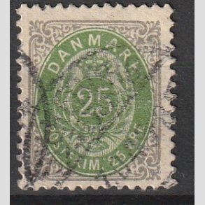 FRIM�RKER DANMARK | 1902 - AFA 29C - 25 �re gr�/gr�n - Stemplet