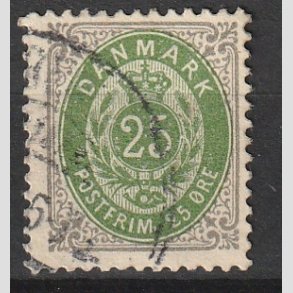FRIM�RKER DANMARK | 1902 - AFA 29C - 25 �re gr�/gr�n - Stemplet
