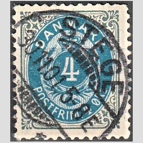 FRIM�RKER DANMARK | 1895 - AFA 23B - 4 �re gr�/bl� - Lux Stemplet 