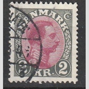 FRIMRKER DANMARK | 1925-26 - AFA 151 - Chr. X 2 Kr. gr/rdlilla (3K) - Stemplet
