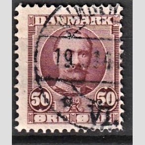 FRIM�RKER DANMARK | 1907 - AFA 58 - Frederik VIII 50 �re r�dlilla - Stemplet