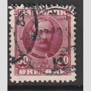 FRIM�RKER DANMARK | 1907 - AFA 58 - Frederik VIII 50 �re r�dlilla - Stemplet