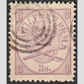 FRIMRKER DANMARK | 1864-70 - AFA 12 - 3 Skilling lilla Krone Scepter - Stemplet