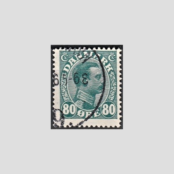 FRIMRKER DANMARK | 1915 - AFA 84 - Chr. X 80 re blgrn - Stemplet